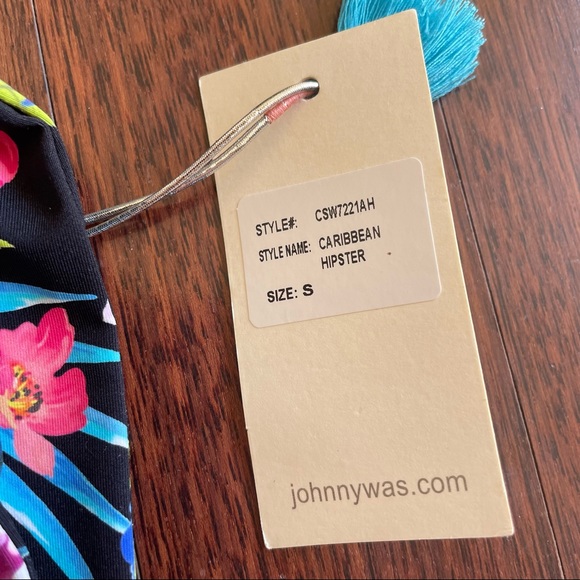 Johnny Was Caribbean Bikini Set Black Floral Embroidered Size Small - Picture 8 of 14